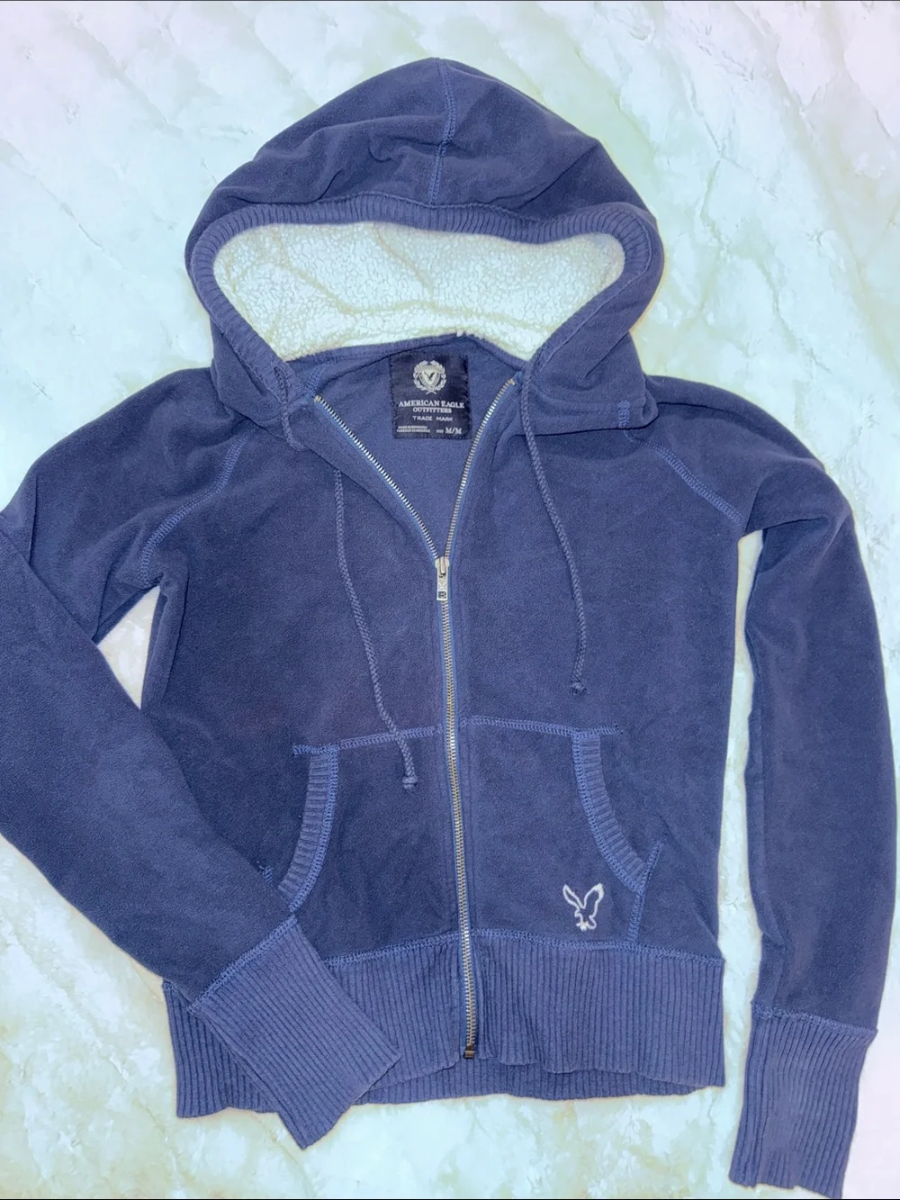 American Eagle Outfitters Navy Blue Fleece Zip Hoodie